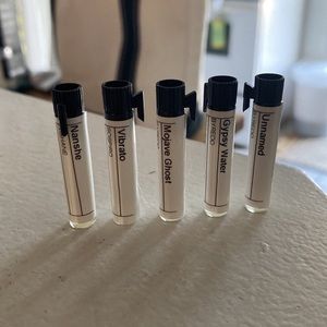 6 Scent Split fragrance samples - Diptyque, Sospiro, Nishane, Byredo